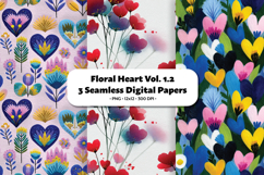 Floral Heart Seamless Digital Paper Vol.1.2, 3 PNG Product Image 1