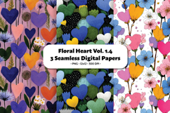 Floral Heart Seamless Digital Paper Vol.1.4, 3 PNG Product Image 1