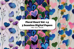 Floral Heart Seamless Digital Paper Vol.1.5, 3 PNG Product Image 1