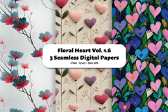Floral Heart Seamless Digital Paper Vol.1.6, 3 PNG Product Image 1