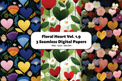 Floral Heart Seamless Digital Paper Vol.1.9, 3 PNG Product Image 1