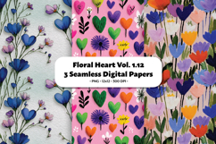 Floral Heart Seamless Digital Paper Vol.1.12, 3 PNG Product Image 1