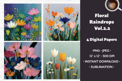 Floral Raindrops Digital Paper Vol. 2.2, 4 PNG &amp; JPEG Product Image 1