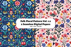 Folk Floral Seamless Digital Paper Vol. 1.2, 2 PNG Product Image 1