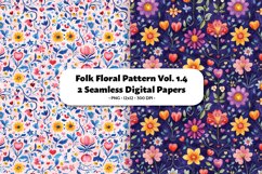 Folk Floral Seamless Digital Paper Vol. 1.4, 2 PNG Product Image 1