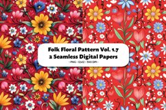 Folk Floral Seamless Digital Paper Vol. 1.7, 2 PNG Product Image 1