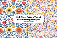 Folk Floral Seamless Digital Paper Vol. 1.8, 2 PNG Product Image 1