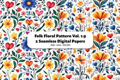 Folk Floral Seamless Digital Paper Vol. 1.9, 2 PNG Product Image 1