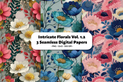 Intricate Florals Seamless Digital Paper Vol.1.2, 3 PNG Product Image 1