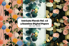 Intricate Florals Seamless Digital Paper Vol.1.6, 3 PNG Product Image 1