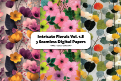 Intricate Florals Seamless Digital Paper Vol.1.8, 3 PNG Product Image 1