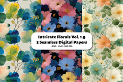 Intricate Florals Seamless Digital Paper Vol.1.9, 3 PNG Product Image 1