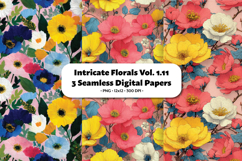 Intricate Florals Seamless Digital Paper Vol.1.11, 3 PNG Product Image 1