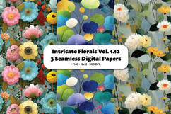 Intricate Florals Seamless Digital Paper Vol.1.12, 3 PNG Product Image 1