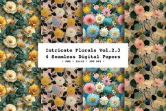 Intricate Florals Seamless Digital Paper Vol.2.3, 4 PNG Product Image 1