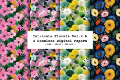 Intricate Florals Seamless Digital Paper Vol.2.6, 4 PNG Product Image 1