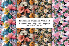 Intricate Florals Seamless Digital Paper Vol.2.7, 4 PNG Product Image 1