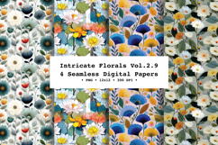 Intricate Florals Seamless Digital Paper Vol.2.9, 4 PNG Product Image 1