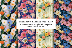 Intricate Florals Seamless Digital Paper Vol.2.10, 4 PNG Product Image 1
