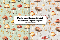 Mushroom Garden Seamless Digital Paper Vol.2.6, 2 PNG Product Image 1