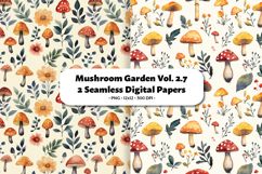Mushroom Garden Seamless Digital Paper Vol.2.7, 2 PNG Product Image 1