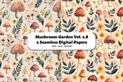 Mushroom Garden Seamless Digital Paper Vol.2.8, 2 PNG Product Image 1