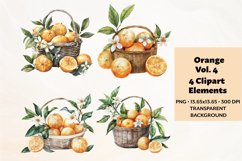 Watercolor Orange Clipart Vol 4 , 4 PNG Files Product Image 1