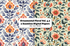 Ornamental Floral Seamless Digital Paper Vol.4.2, 2 PNG Product Image 1