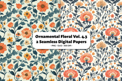 Ornamental Floral Seamless Digital Paper Vol.4.3, 2 PNG Product Image 1