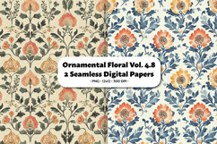 Ornamental Floral Seamless Digital Paper Vol.4.8, 2 PNG Product Image 1