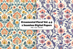 Ornamental Floral Seamless Digital Paper Vol.4.9, 2 PNG Product Image 1
