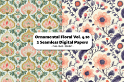 Ornamental Floral Seamless Digital Paper Vol.4.10, 2 PNG Product Image 1