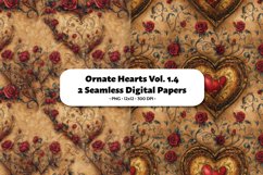 Ornate Heart Seamless Digital Paper Vol. 1.4, 2 PNG Product Image 1