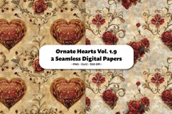 Ornate Heart Seamless Digital Paper Vol. 1.9, 2 PNG Product Image 1