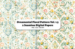 Ornamental Floral Seamless Digital Paper Vol.1.3, 2 PNG Product Image 1
