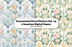 Ornamental Floral Seamless Digital Paper Vol.1.9, 2 PNG Product Image 1