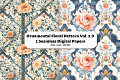 Ornamental Floral Seamless Digital Paper Vol.2.8, 2 PNG Product Image 1