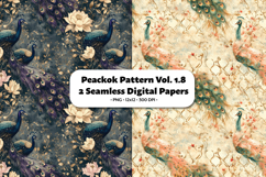 Peacock Seamless Digital Paper Vol.1.8, 2 PNG Product Image 1