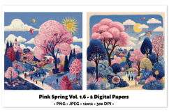 Playful Spring Digital Paper Vol. 1.6, 2 PNG &amp; JPEG Product Image 1