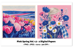 Playful Spring Digital Paper Vol. 1.7, 2 PNG &amp; JPEG Product Image 1
