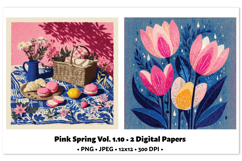 Playful Spring Digital Paper Vol. 1.10, 2 PNG &amp; JPEG Product Image 1