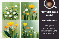 Playful Spring Digital Paper Vol. 2.3, 2 PNG &amp; JPEG Product Image 1