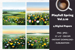 Playful Spring Digital Paper Vol. 2.10, 2 PNG &amp; JPEG Product Image 1