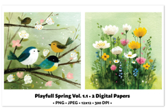 Playful Spring Digital Paper Vol. 1.1, 2 PNG &amp; JPEG Product Image 1