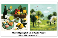 Playful Spring Digital Paper Vol. 1.2, 2 PNG &amp; JPEG Product Image 1