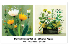 Playful Spring Digital Paper Vol. 1.3, 2 PNG &amp; JPEG Product Image 1