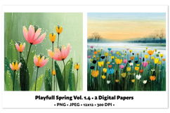 Playful Spring Digital Paper Vol. 1.4, 2 PNG &amp; JPEG Product Image 1