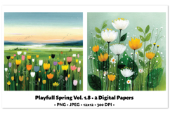 Playful Spring Digital Paper Vol. 1.8, 2 PNG &amp; JPEG Product Image 1