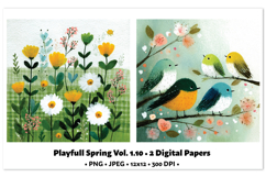 Playful Spring Digital Paper Vol. 1.10, 2 PNG &amp; JPEG Product Image 1
