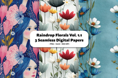 Raindrop Florals Seamless Digital Paper Vol.1.1, 3 PNG Product Image 1